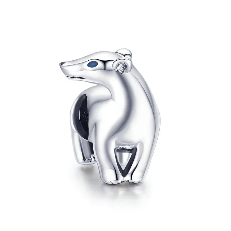 bamoer Zoo Collection Koala Panda Bear Charm Sterling Silver 925 Animal Metal Beads for Original Snake Bracelet Bijoux BSC093 - Цвет: Polar Bear