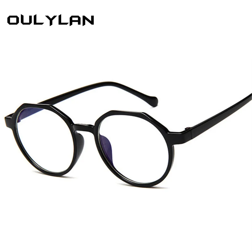 

Oulylan Men Women Glasses Frame Retro Round Spectacle Transparent Eyeglasses Frames Luxury Female Male Blue Film Eyewear
