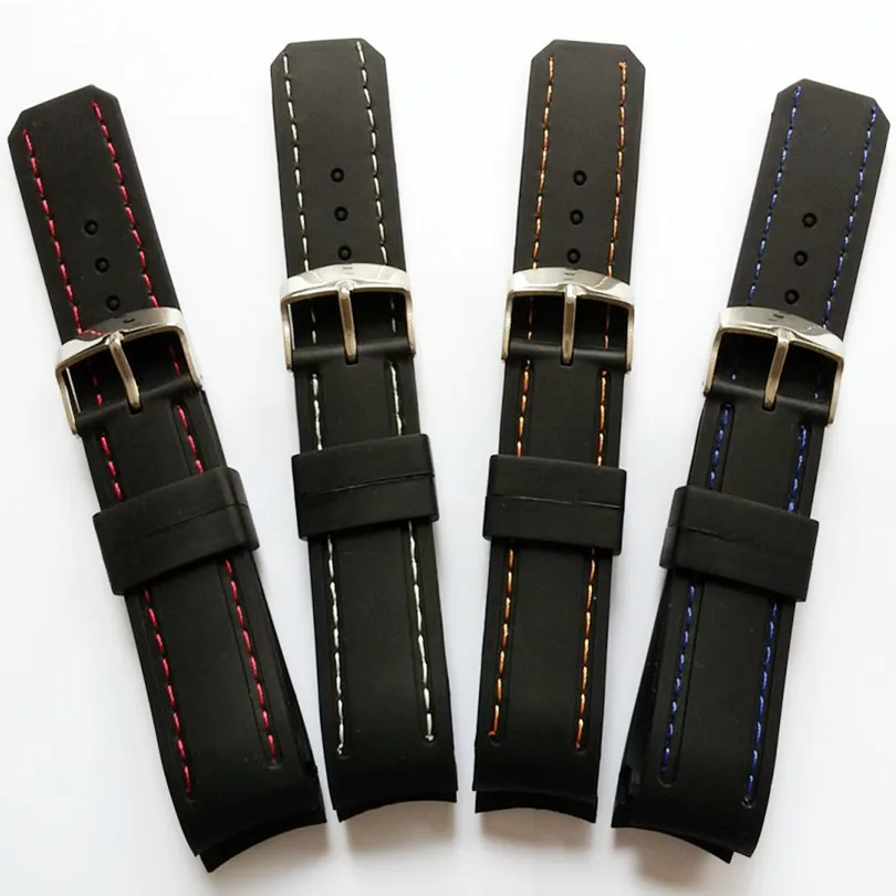 New 22mm Soft Rubber Radian / Arc Degree Strap Watch Parts Watch Band Watchband Pin Buckle Wrist