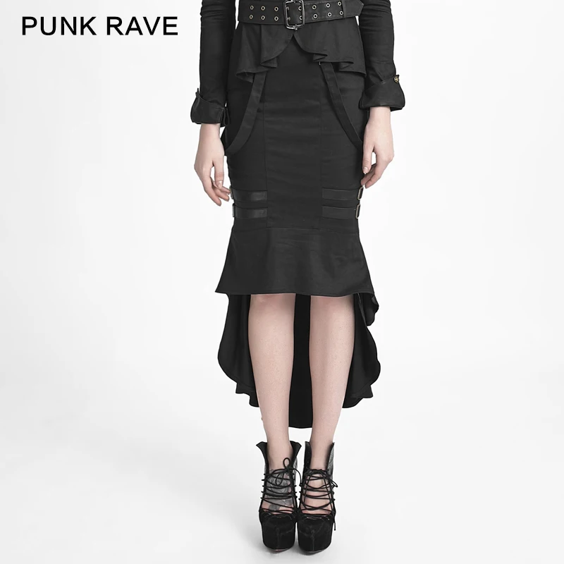 Punk rave zwart uniform stijl fitting fishtail knielange mermaid vrouwen 2017 zomer rok q-276 Punk rave zwart uniform stijl fitting fishtail knielange mermaid vrouwen 2017 zomer rok q-276