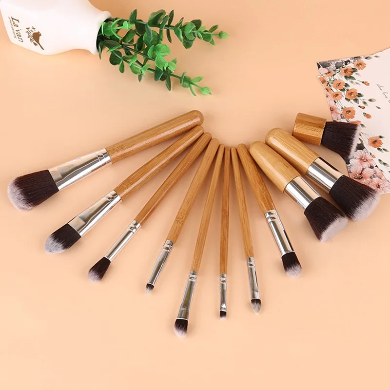 

Eyewin Professional Makeup Brushes Set 11 Pcs Bamboo Holder Eye Shadow Eyeliner Eyebrow Foundation Powder Brush Make Up Brushes