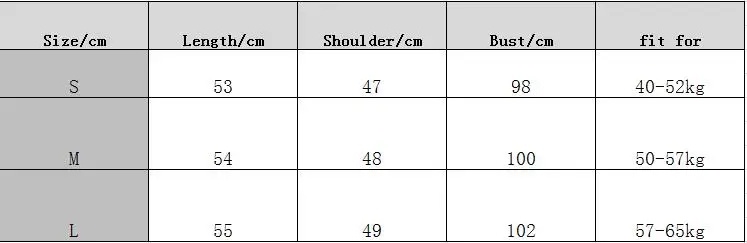 Size chart