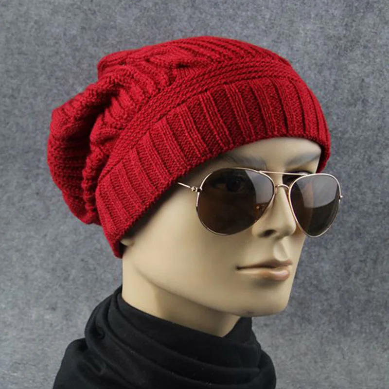 Милые зимние шапки для женщин Skullies Gorros шапка эластичная для женщин мужчин брендовая теплая унисекс однотонная Красная Вязаная Шапка - Цвет: wine