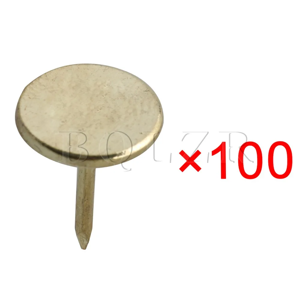 

BQLZR 11x15mm Golden Iron Drawing Pin Thumbtack Upholstery Nails Stud Tack Furniture Decorative Pins Pack of 100