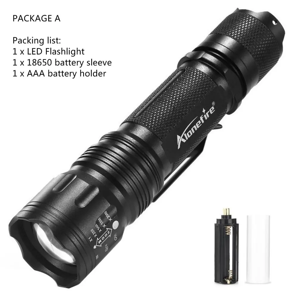 PACKAGE A AloneFire TK105 самый мощный светодиодный светильник-вспышка CREE XP-L V6 прожектор Светодиодный фонарь походный светильник дорожный светильник - Испускаемый цвет: PACKAGE A