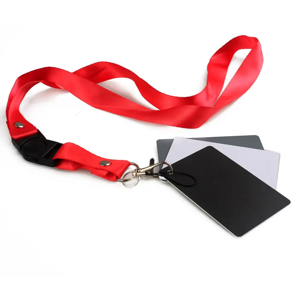 3 in 1 White Black Gray Balance Digital Card kit Pocket-Size 18% Gray Card with Neck Strap for Digital Photography7