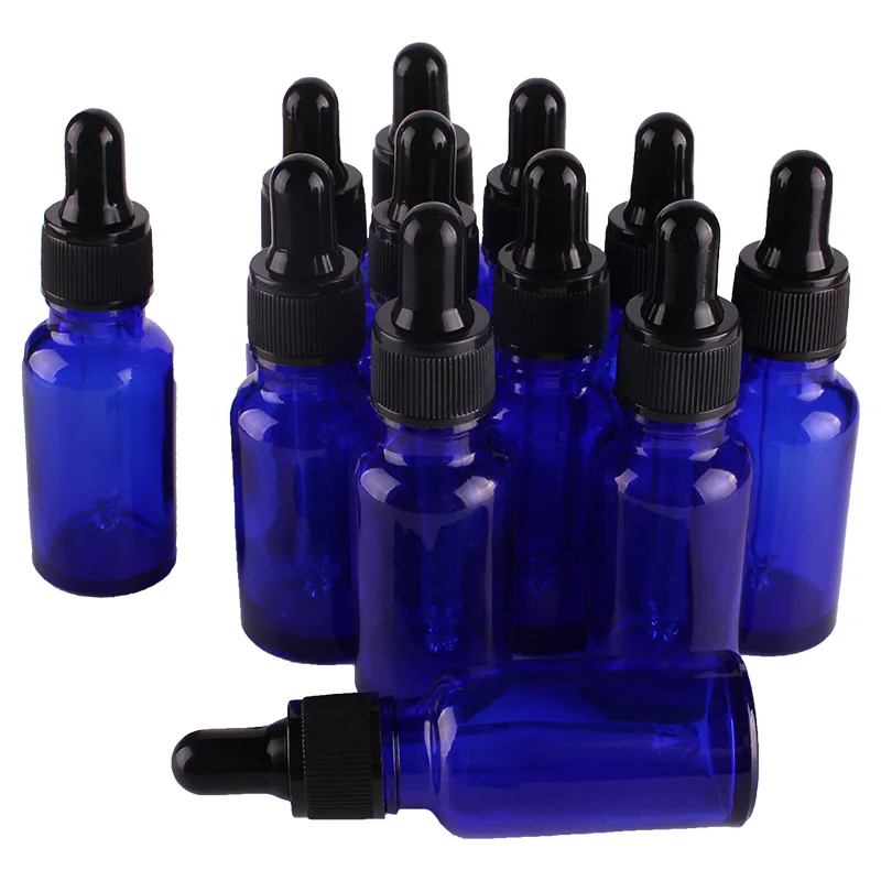 12pcs 20ml Blue Glass Dropper Bottles with Pipette for essential oils