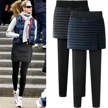 Женские вельветовые плотные лосины, брюки, одежда с фальшивыми двумя брюками, юбка на осень и зиму, большие размеры 6XL, теплые штаны