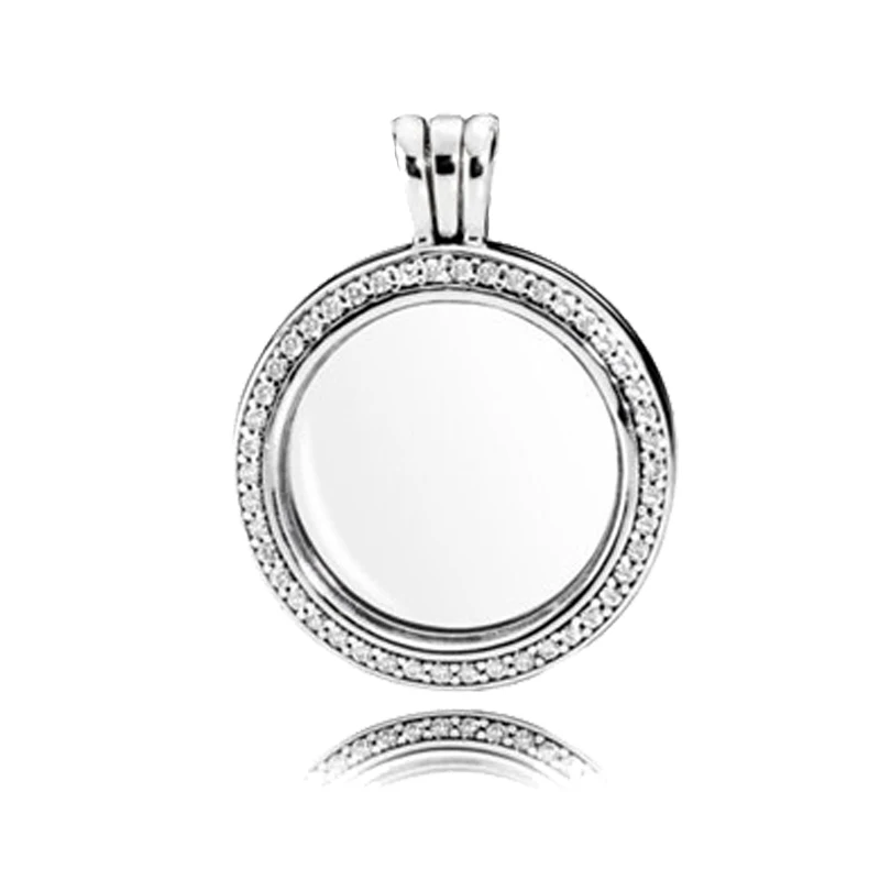 

New 925 Sterling Silver Sparkling Brand Floating Locket Necklace Pendant Fit Original Pandora Bracelet Bangle Women Jewelry Gift