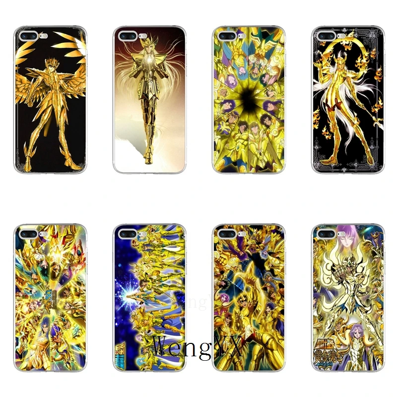 

cartoon saint seiya gold saints Slim silicone TPU Soft phone case For iPhone X 8 8plus 7 7plus 6 6s plus 5 5s 5c SE 4 4s