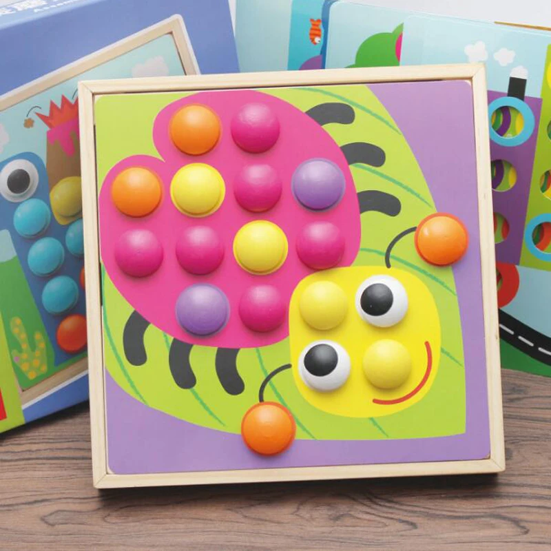 3D пазлы игрушки для детей креативная мозаика набор грибов ногтей кнопки