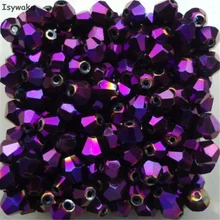 Isywaka Sale New Purple 100pcs 4mm Bicone Austria Crystal Beads charm Glass Beads Loose Spacer Bead for DIY Jewelry Making
