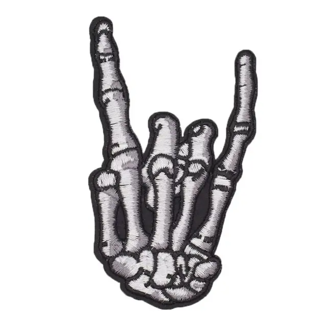 Best Price Devil Skeleton Horns Rock Punk Rockabilly Tattoo Jacket Biker Patch Zombie Dead Horror Gothic Embroidered Iron on Fingers Patch