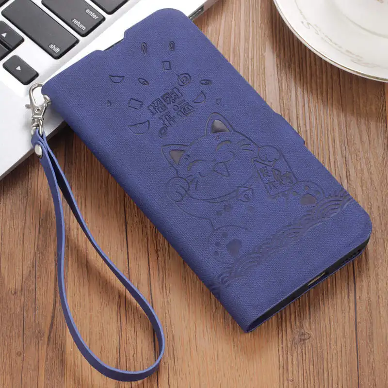 Для huawei Honor 20 Магнитный винтажный флип-кошелек с подставкой кожаный чехол Honor 20 Pro Чехол с узором Мягкий силиконовый чехол с ремешком - Цвет: Blue Lucky Cat