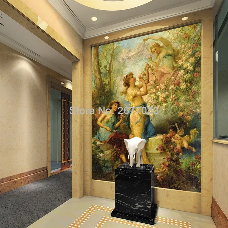 Европейский стиль винтажная настенная Ткань 3D ангелы фото фрески обои Гостиная вход фон настенная бумага для рисования де Parede