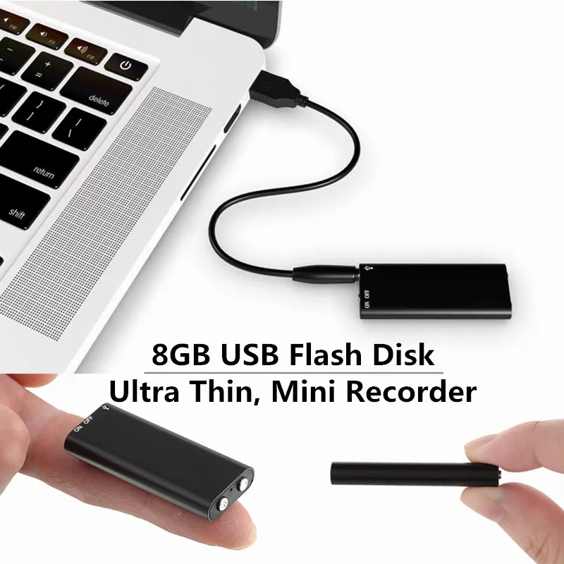 3 IN 1 Digital Voice Recorder 8GB USB Flash Disk Mini Sound Recording Device Set Hidden Micro Recorders Pen MP3 Music Player