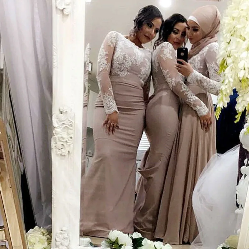 White-Lace-Appliques-Long-Sleeves-Bridesmaid-Dresses-For-Muslim-Abic-Women-Formal-Gowns