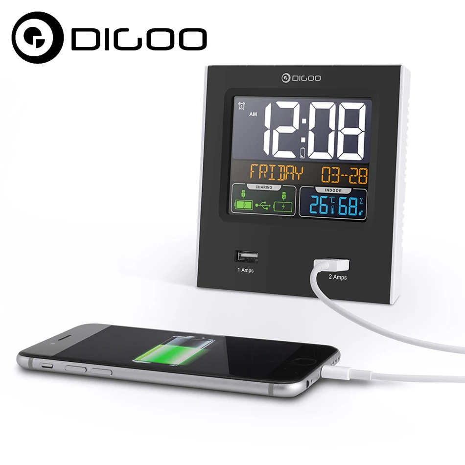 

Digoo DG-C3X Time Calendar Switchable Temperature Humidity Display Dual Clock Dual Alarms Snooze Function NAP LED Backlight