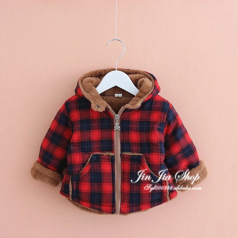 2016 autumn and winter boys and girls plus velvet thick cotton baby children padded jacket coat