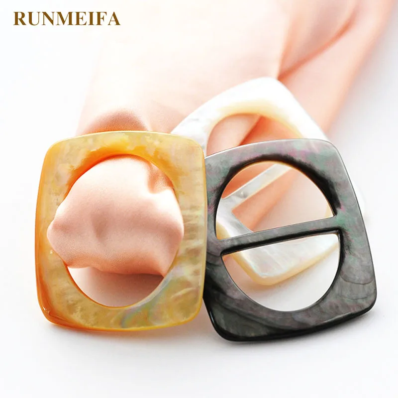 

RUNMEIFA Natural Thick Square Shell Scarf Buckle Jewel H Letter Shaped Silk Scarf Ring Environmental Material Buckle Texture