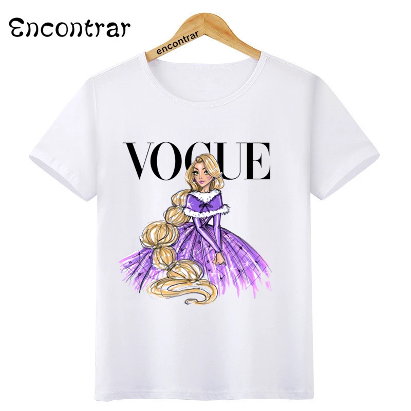 

New Children T Shirt VOGUE Princess Print O-Neck Tops Tees Summer Style Kids T-Shirt Boy and Girl ladies funny Clothes,ooo3080