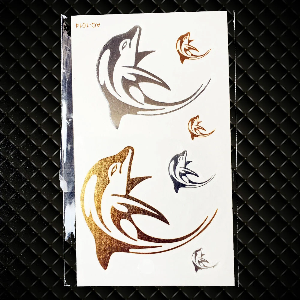 Taty Tatouage Gold Dolphin Flash Metallic Removable Tattoo Stickers Women Ga1014 Childrem Cute Golden Dolphin Waterproof Tattoos Sticker Resin Sticker Wallsticker Sheet Aliexpress