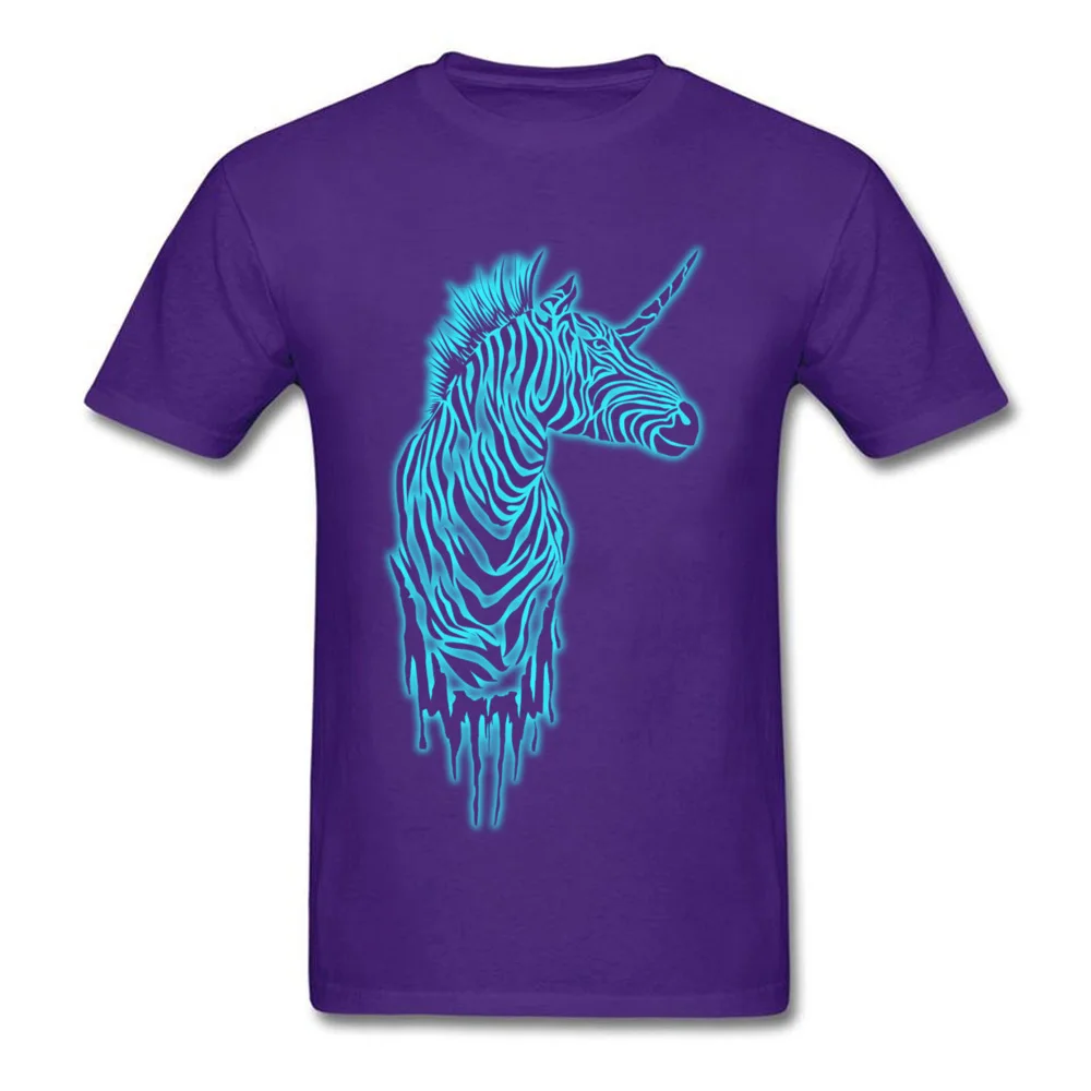 glowing zebras 100% Cotton T Shirt for Male Short Sleeve Design Tops T Shirt 2018 Newest Autumn O-Neck Clothing Shirt Design glowing zebras purple