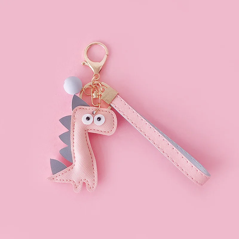 

Cute Dinosaur Keychain Trinket Fashion Cartoon PU Leather Key Chain Creative Car Bag Phone Pendant Key Ring Accessories Brelok