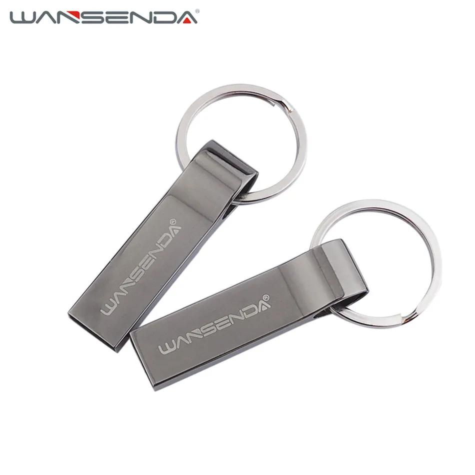 WANSENDA 2pcs/lot 16gb Silver Metal USB Flash Drive with key ring 64gb