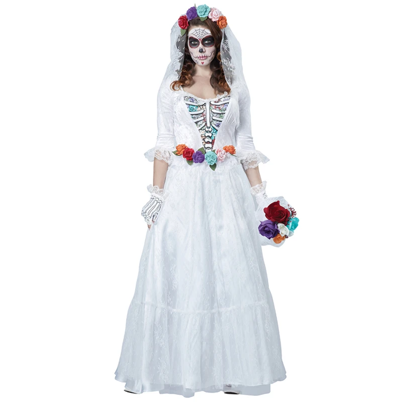Новое поступление La Novia Muerta костюм зомби невесты страшные костюмы скелетов и День мертвых костюм L15263