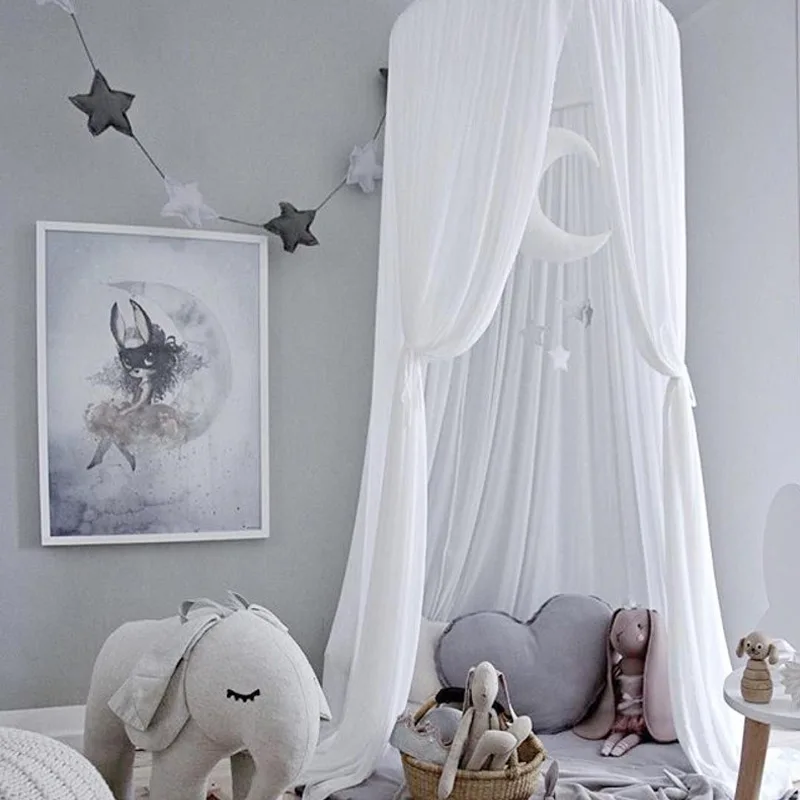 Легкая шифоновая круглая принцесса навес, детская кроватка для девочек, сетчатая занавеска для малышей, подвесной декор для детской комнаты