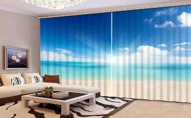 Décor à la maison Moderne Rideaux Frais 3D mer paysage Court Rideaux ... Décor à la maison Moderne Rideaux Frais 3D mer paysage Court Rideaux ...