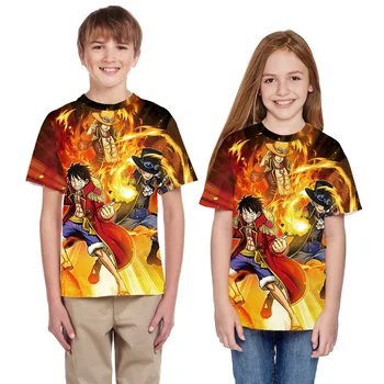 

Kids O-neck Short Sleeve 3D Digital Print Hai Mouth King Summer T-shirts Boys Girls Casual Cartoon Print Streetwear T-shirts