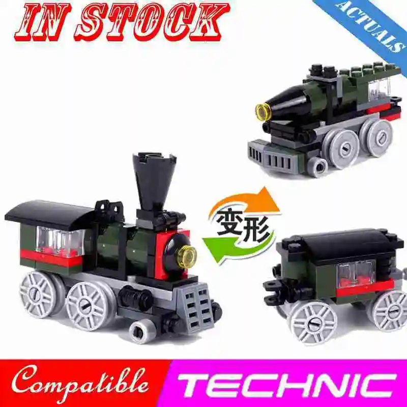 

66PCS 3in1 Legoing Technic Train locomotive Cities Models Sets Building Blocks Brick Toy For Children Gift Legoings Technik City