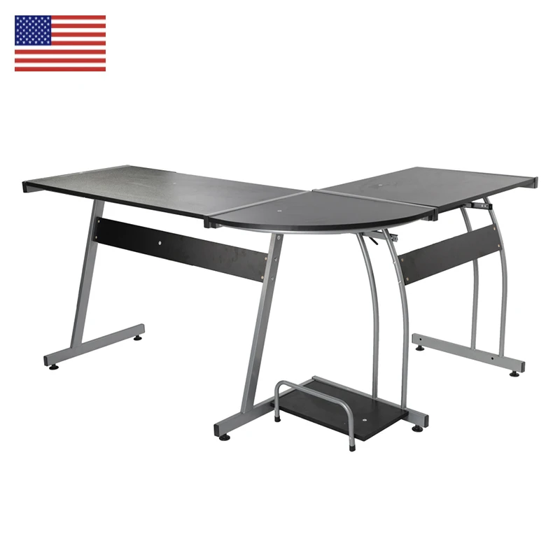 

L-shaped Concise Corner Computer Desk Laptop PC Table Flat Shape Table Leg Wooden Desktop Office Furniture
