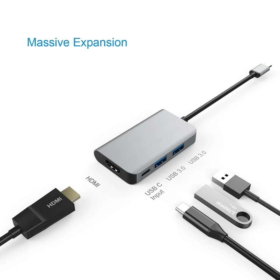 

USB Hub Type C to HDMI 4K/PD Super Charging/USB 3.0 Thunderbolt 3 USB C Dock For Macbook Huawei Matebook Samsung S9/S8