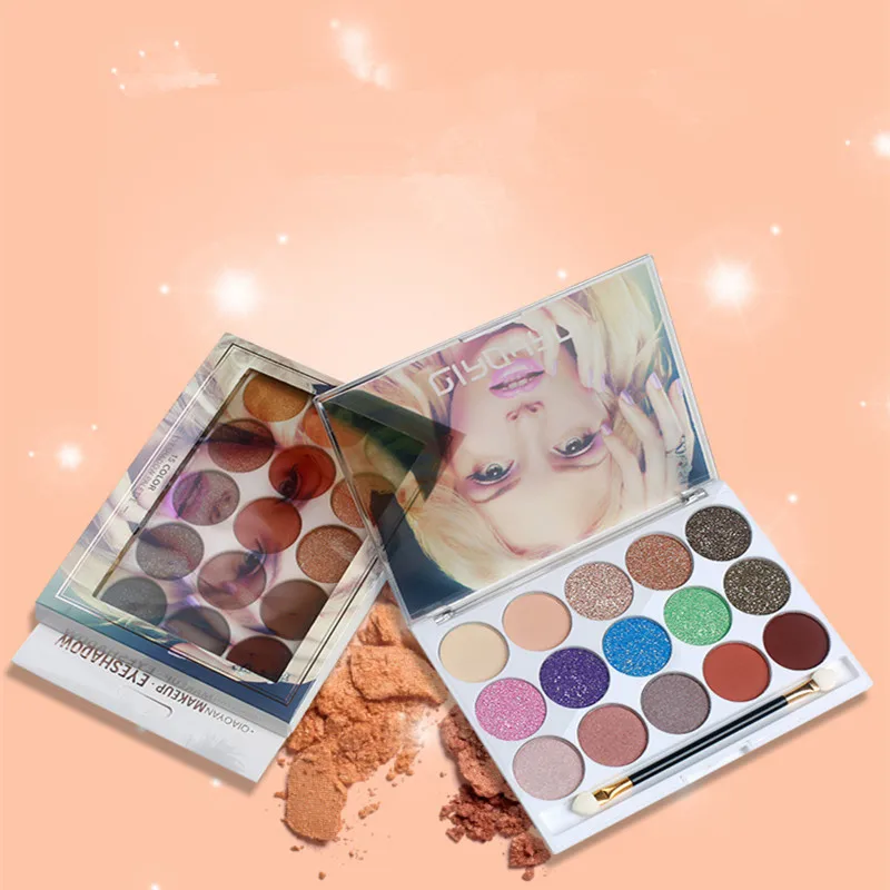 15-color eye shadow make-up plate color pearlescent micro-flash matte lazy теплый цвет холодный поднос для макияжа