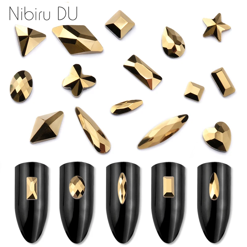 

20pcs Aurum Crystals Nail Diamond Stone Strass Gold Retro Design Glass Rhinestones For 3D Nails Art Decorations Supplies Jewelry