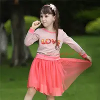 Hot Sell Kids Girls 2 Piece Clothing Sets Include Shinny Letter Tees And Mesh Skirts Retail Children Casual Clothes CS80727-18W