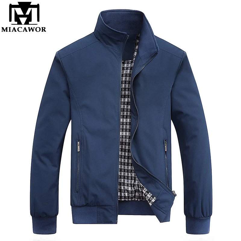 

MIACAWOR New Bomber Jacket Spring Autumn Casual Men Jacket Solid Color Chaqueta Hombre Plus Size 5XL Man Coats J589
