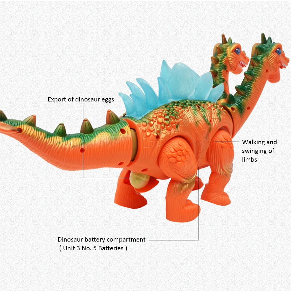 Электрический двуглавый динозавр будет откладывать яйца, чтобы имитировать искусственное яйцо динозавр модель детские игрушки