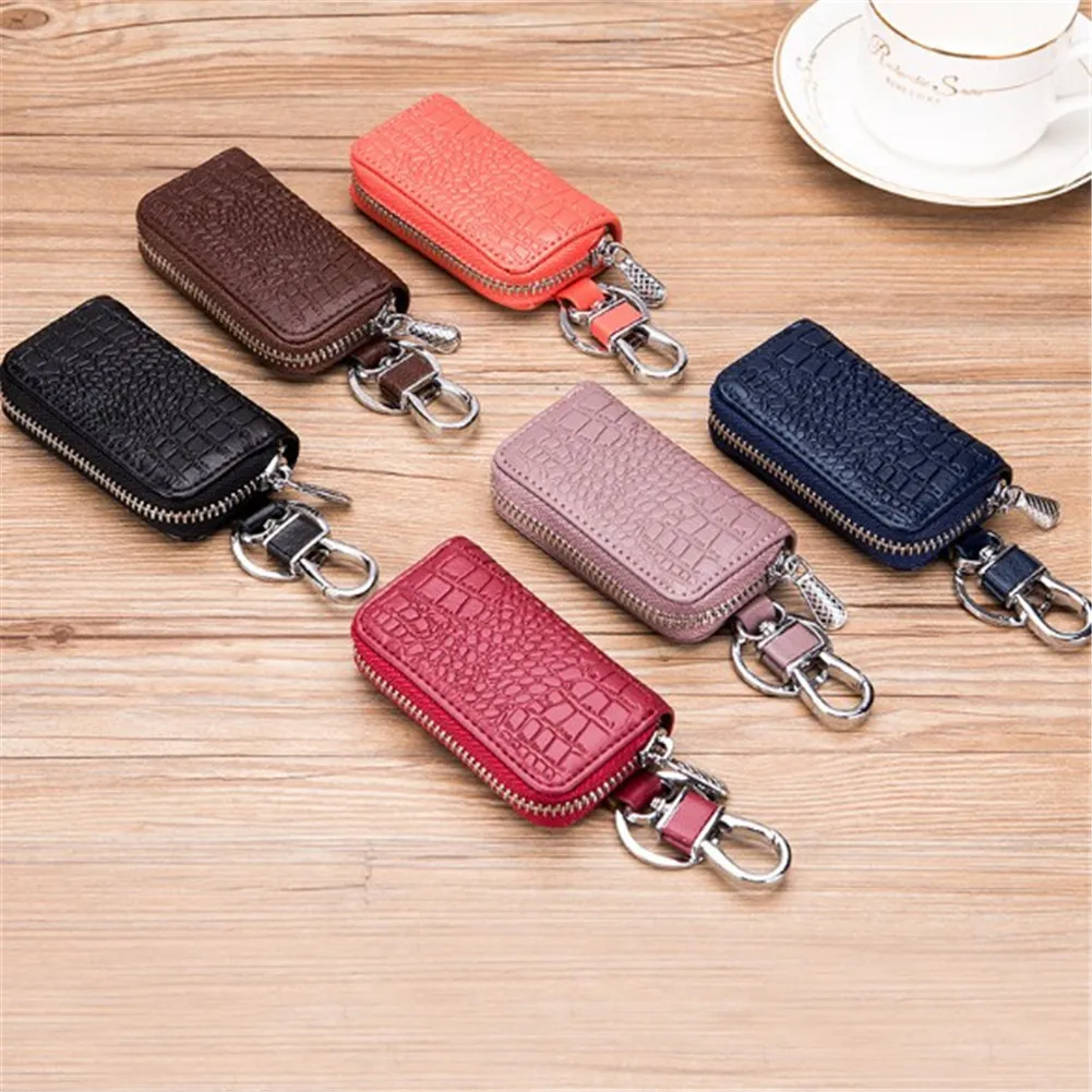 

Unisex Solid Color Key Wallets Crocodile Pattern Car Key Bag Useful Key Case Holder