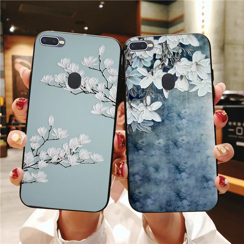 

Luxury Soft Silicone Case For OPPO F3 Plus F5 F7 F9 F11 Pro 3D Flower Relief Cloth Cover For OPPO A1 A3S A5 AX5 A7 A71 A79 A83