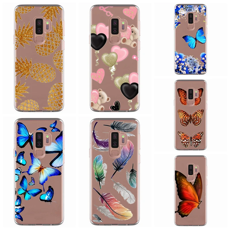 For Samsung Galaxy S9 S9Plus S8 Plus S7 edge Note 8 TPU Colorful Soft Heart Butterfly Painted Desig Cover Case Fundas R327 |