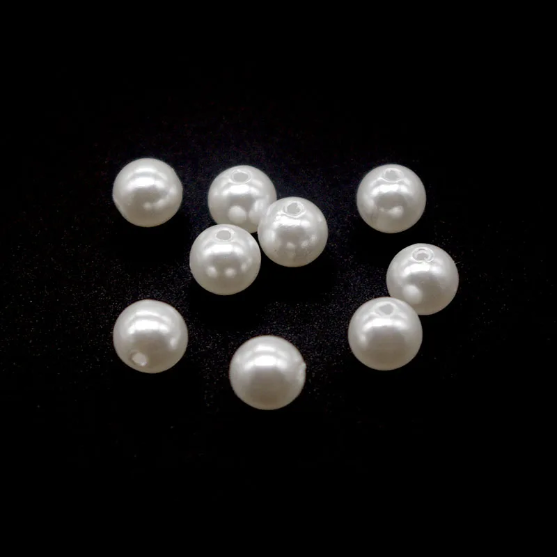 

SHINE 100pcs/lot 8mm White Round Shape Scrapbook Simulated Pearl Beads Sewing Buttons DIY Material Findings BD0030