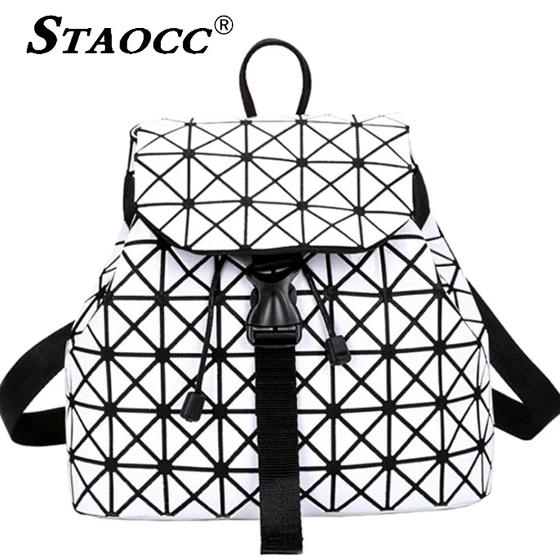 

STAOCC Women Geometric Backpack Small Shoulder Bag Folding Drawstring Mochila School Bag For Teenage Girl Female Travel Backpack
