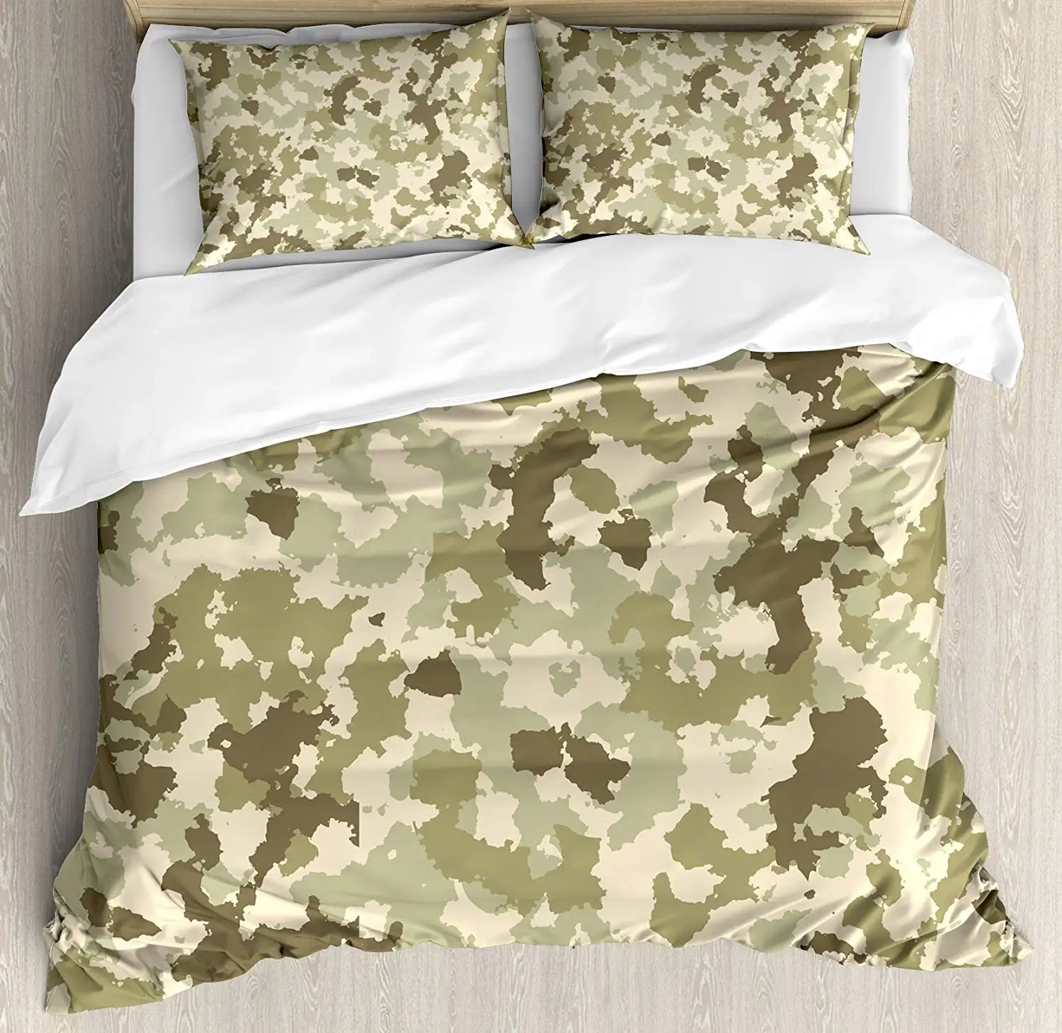 Camo Duvet Cover Set Old Fashioned Camouflage Pattern Classical Jungle Survival Theme