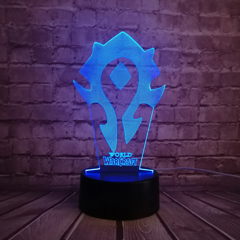NEW 3D Lamp GAME WOW World of Warcraft Tribal Signs 7 Color Desk Table LED Night Light Kids Children Holiday Xmas Gift Illusion