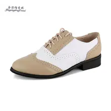 Женские туфли-оксфорды из натуральной кожи на плоской подошве; винтажные кожаные туфли на плоской подошве; женская обувь ручной работы с перфорацией типа «броги» с круглым носком; криперы