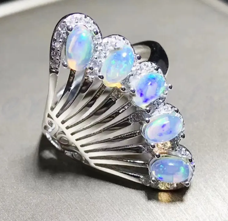 Опаловое кольцо натуральный природный опал Серебро 925 пробы 0.3ct* 5 шт драгоценный камень для мужчин или женщин ювелирные украшения# T18081710